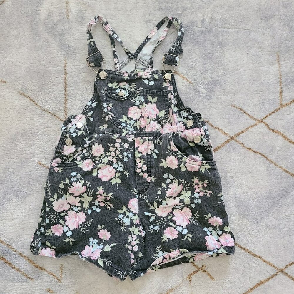 Vintage Philly California Denim Floral Overalls Size 4T USA made